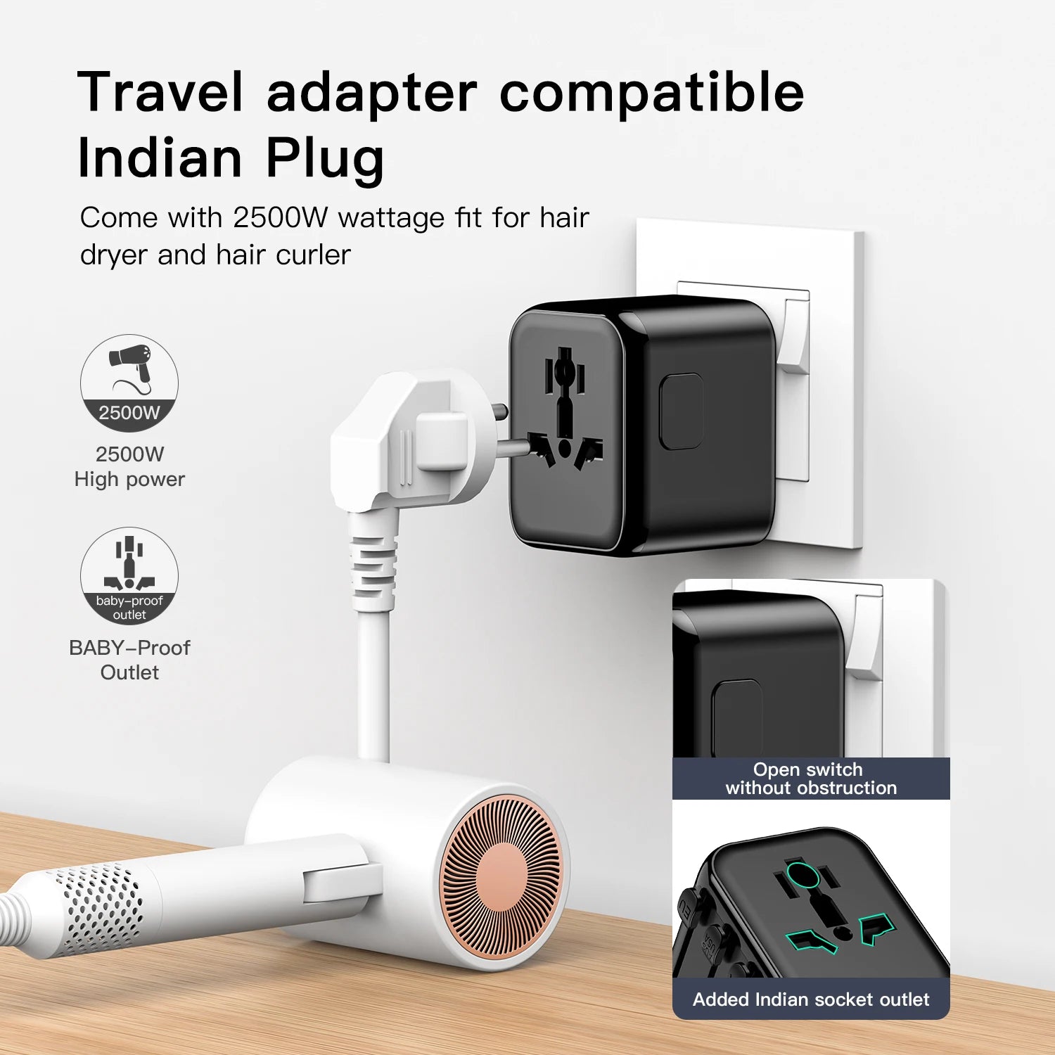 The Packt Charge compact size — smaller than a standard wall charger