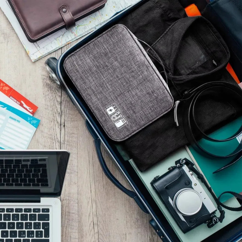 The Packt Wired slim profile — slides into any carry-on pocket or backpack sleeve