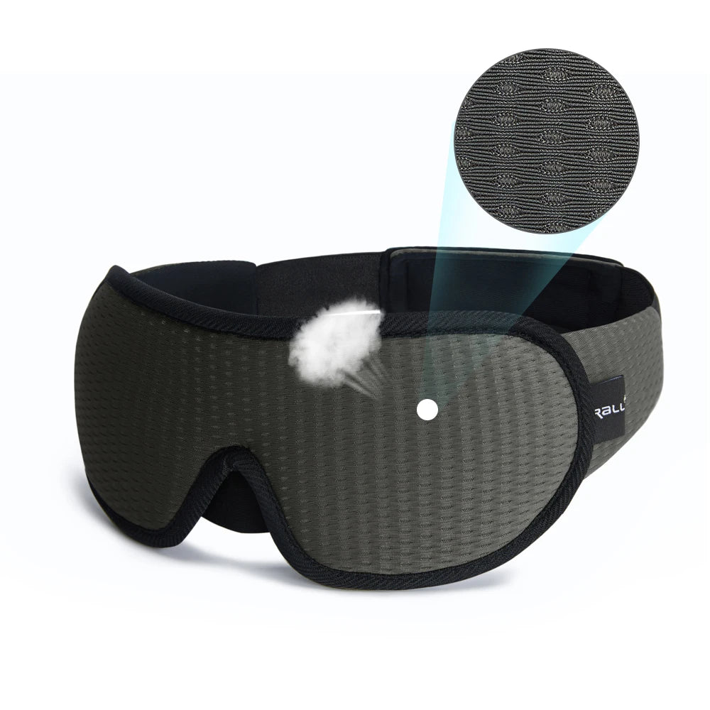 The Packt Blackout in Black — zero eye pressure sleep mask for long-haul travel