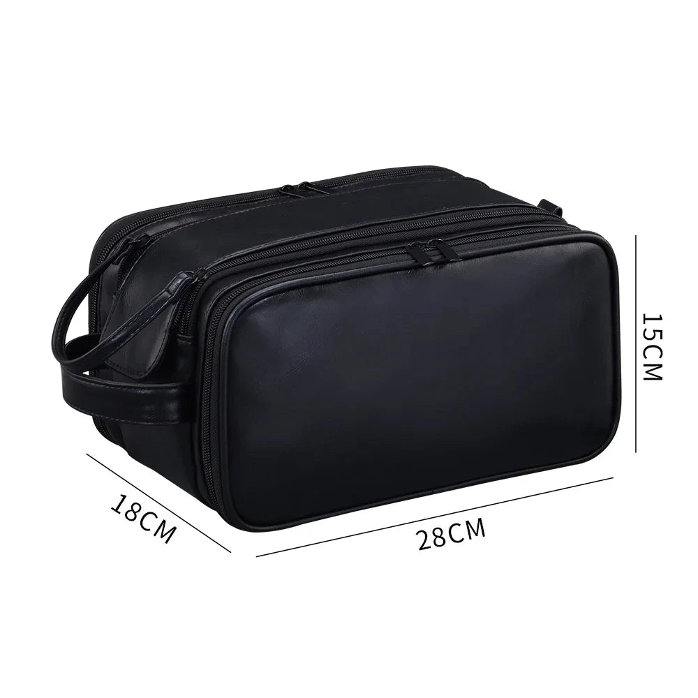 The Packt Kit size chart — travel toiletry bag measuring 28 x 18 x 15 cm