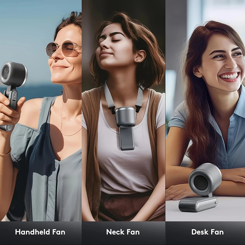 The Packt Breeze power bank function — USB-C port charges phone while fan runs