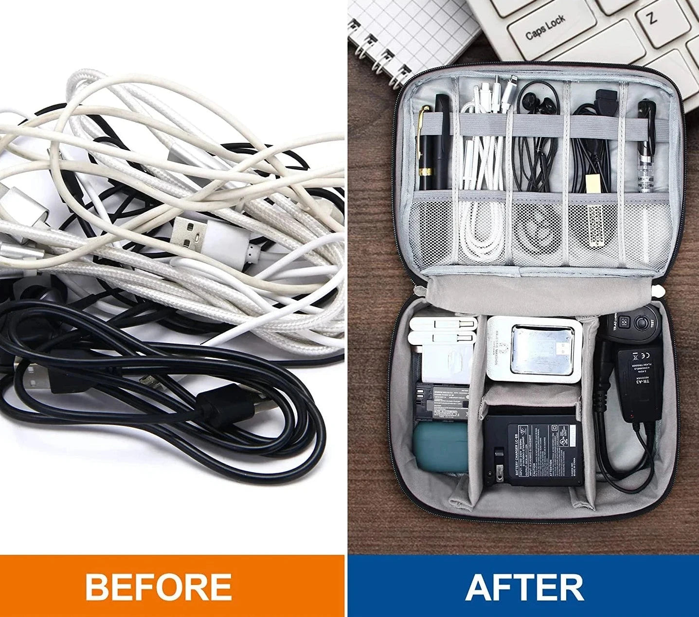 The Packt Wired in Black — all cables and adapters organized in one compact pouch