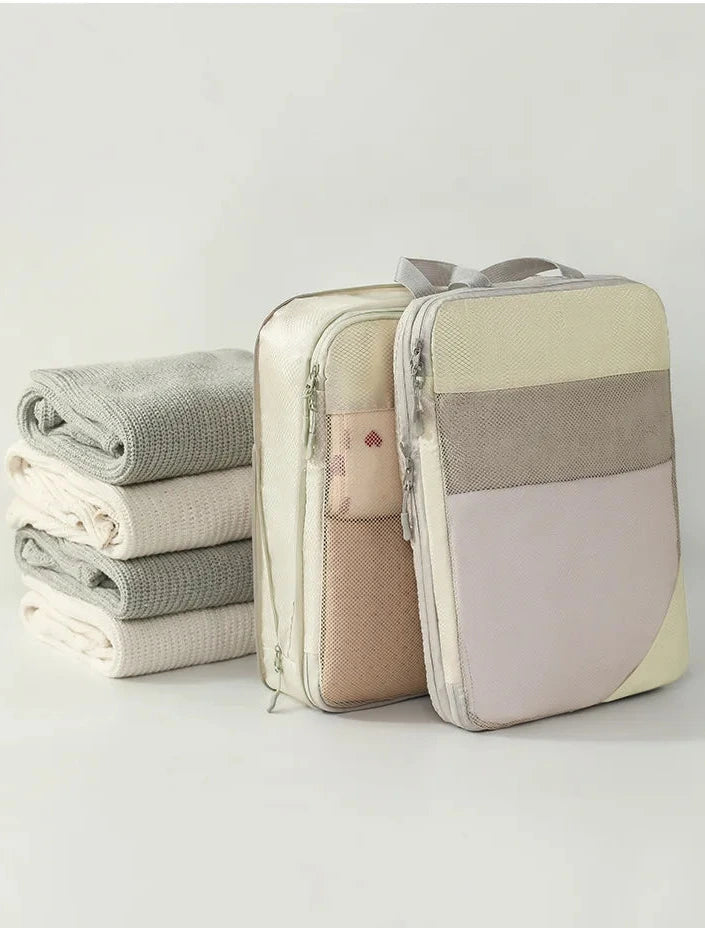 The Packt Cubes packed inside suitcase — complete travel packing organization system