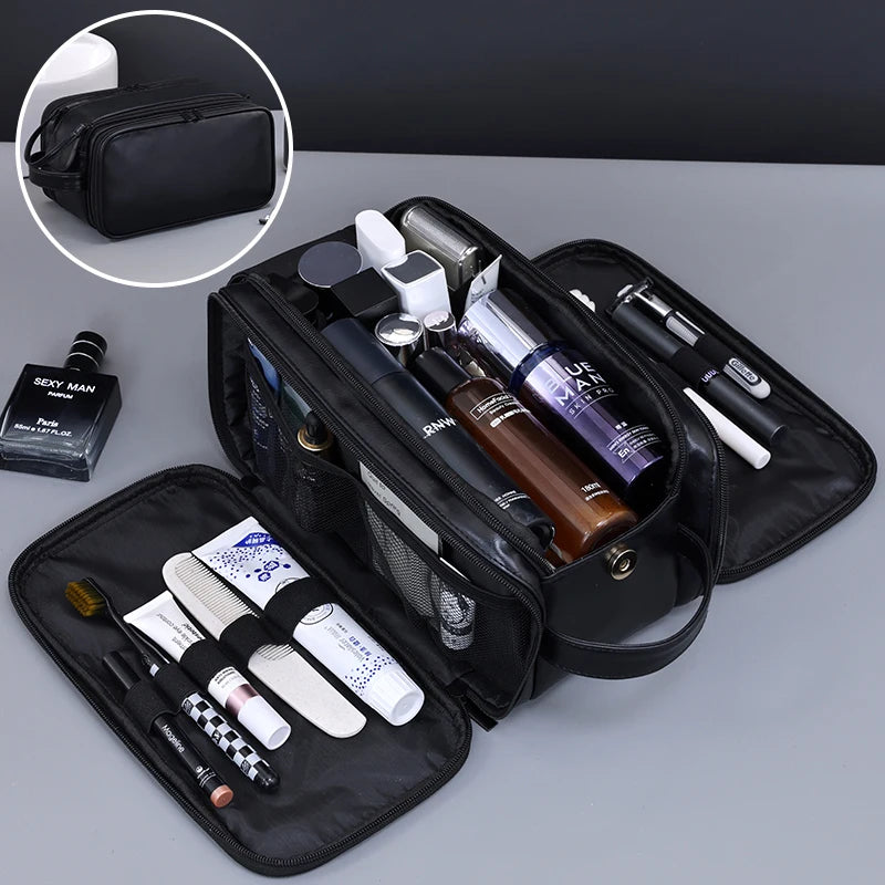 The Packt Kit travel toiletry bag — front view of the water-resistant PU shell