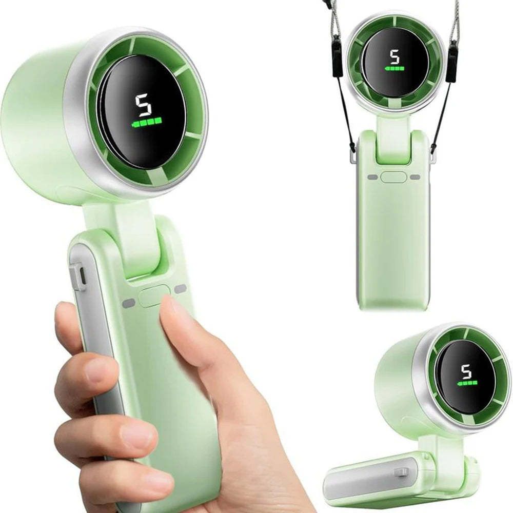 The Packt Breeze all three colors — White, Green, and Black handheld travel fans by Packt