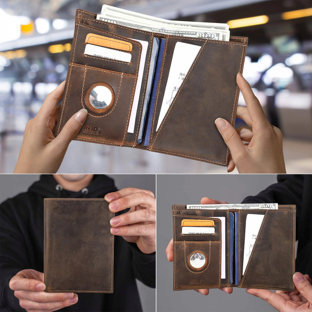 The Packt Passport interior layout with AirTag slot and RFID-blocking lining
