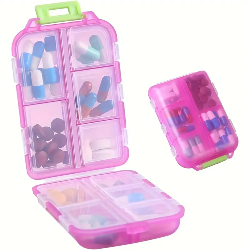 The Packt Dose size reference — compact travel pill case fits in the palm