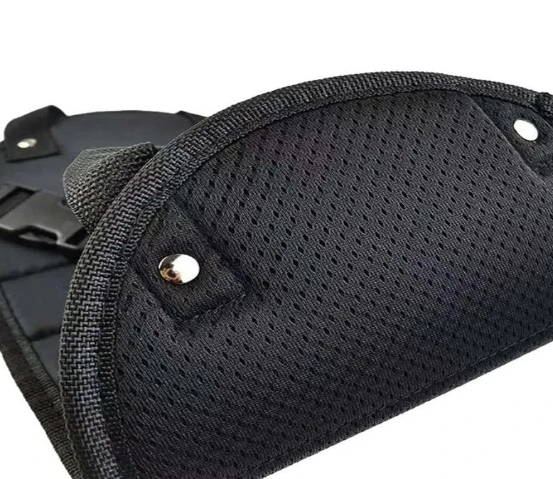 The Packt Hammock footrest — adjustable strap detail for tray table attachment