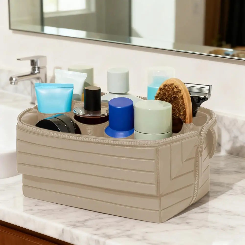 The Compackt Traveller — fold-back top open revealing no-spill compartments and organised interior