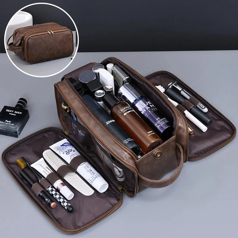 The Packt Kit toiletry bag shown from the side — 15 cm depth profile