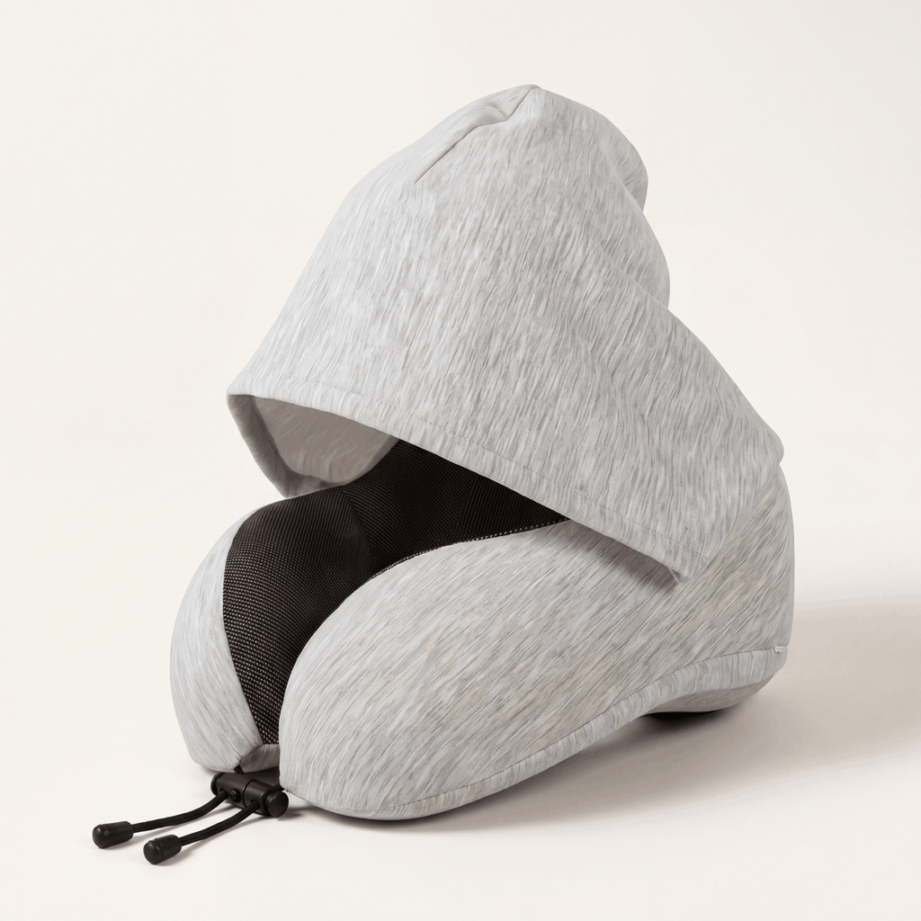 The Packt Pillow — hooded memory foam travel neck pillow