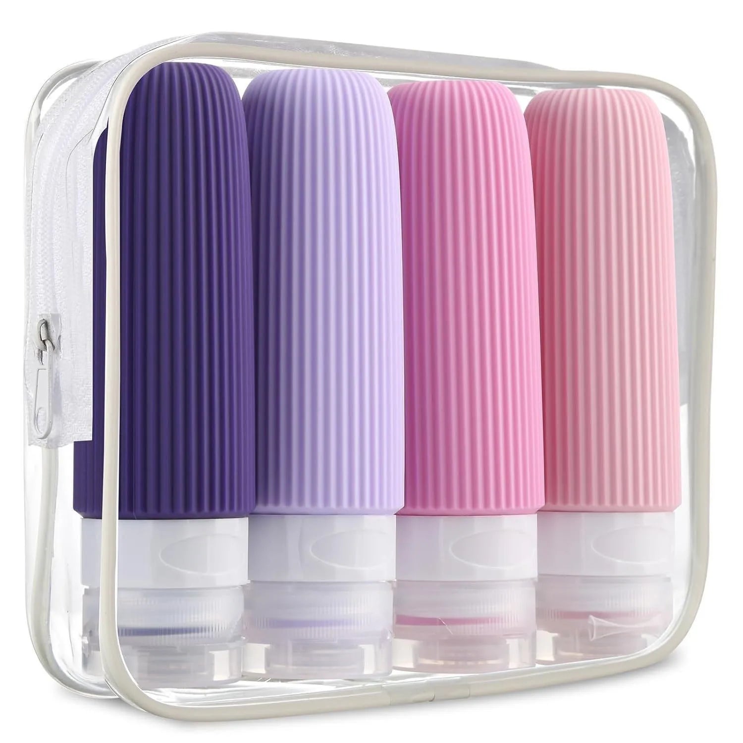 The Packt Refills in Pink — 4-pack 3oz leak-proof silicone travel bottles