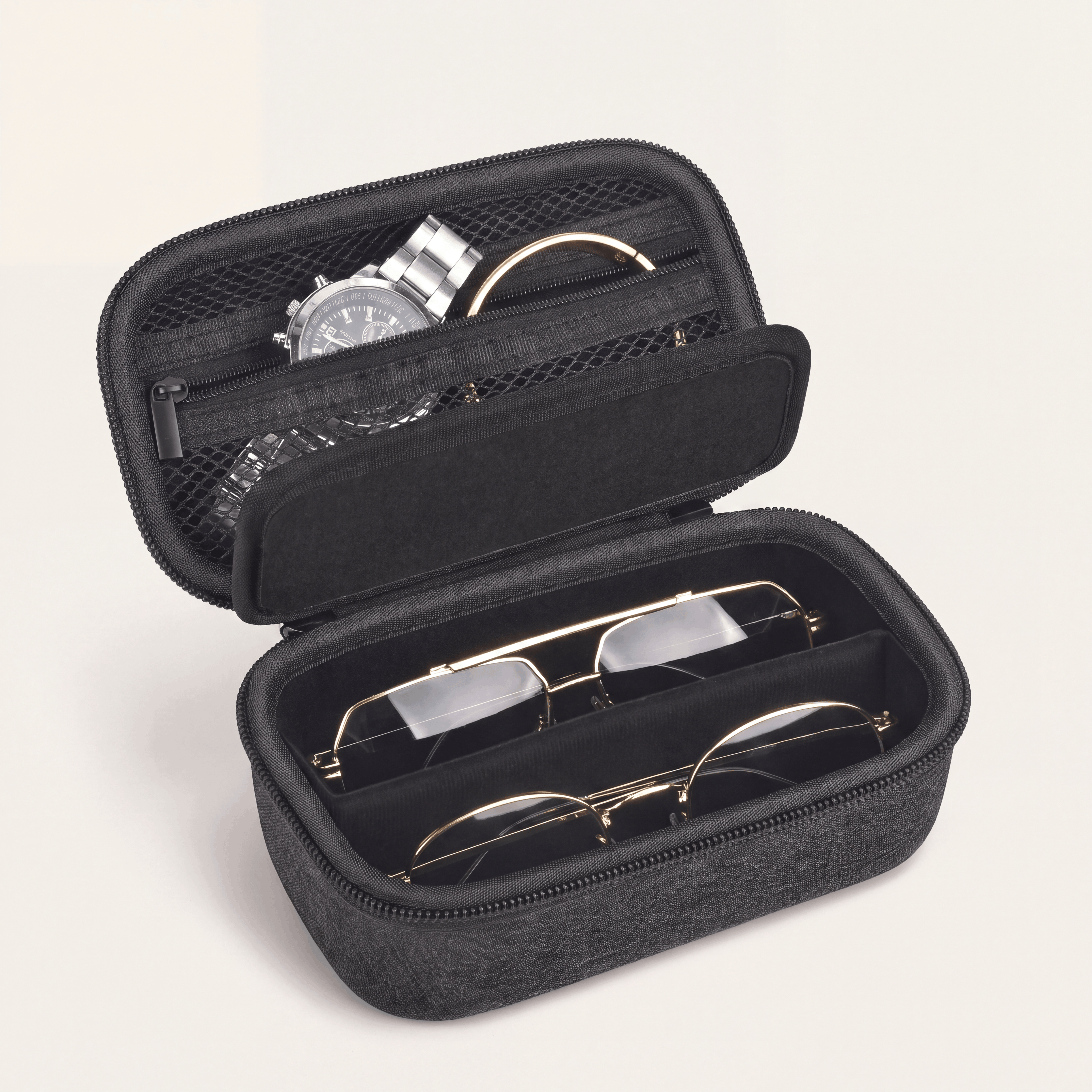 The Packt Shades — hard-shell crush-proof sunglasses travel case