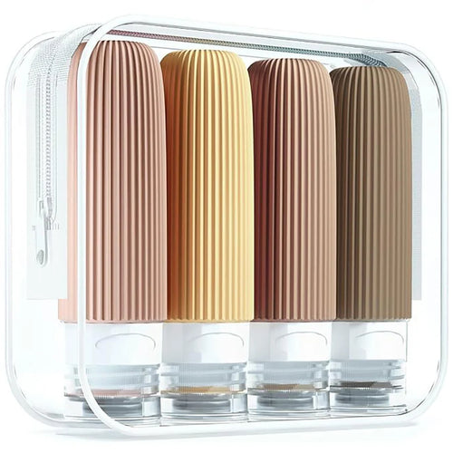 Packt Refills 4-pack travel bottles in Tan — 3oz leak-proof silicone